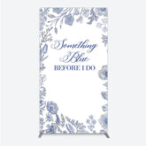 Aperturee - Aperturee Something Blue Before I Do Rectangle Backdrop for Bridal Shower and Bachelorette Elegant Floral Party Decor